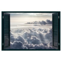 Ventanas 3d en vinilo nubes y rayos de sol